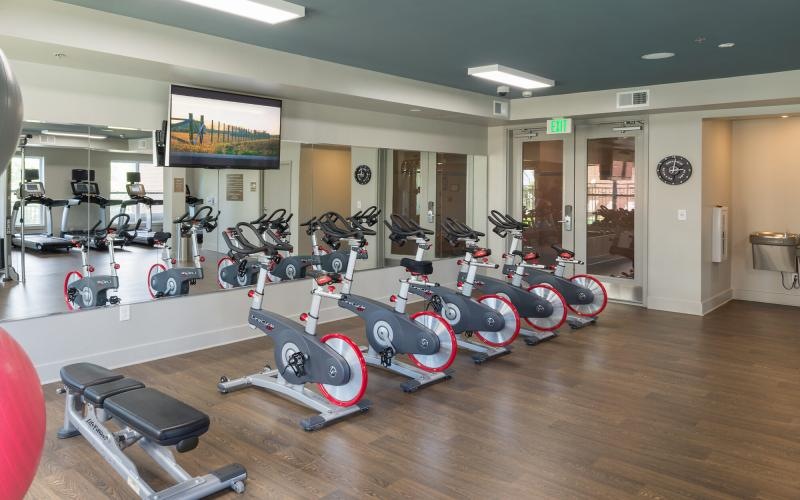 a gym with exercise equipment