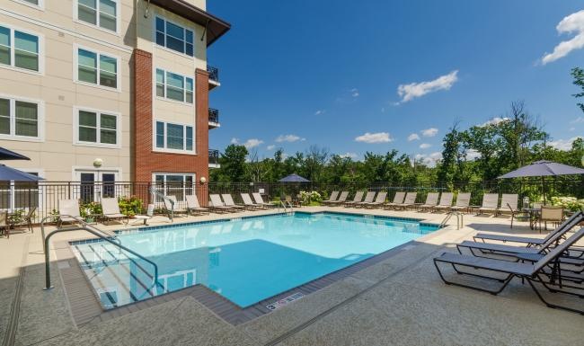 Sparkling swimming pool a swimming pool with seating